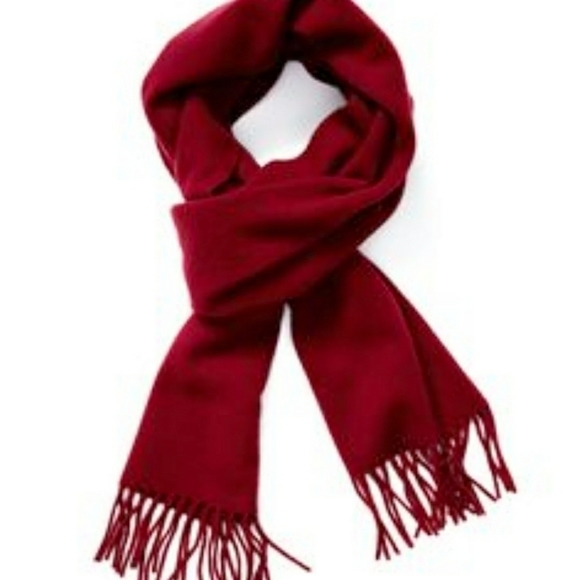 cashmink V. Fraas Soft, Deep Red Fringe Scarf - Picture 11 of 11